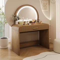 39 inch  Makeup Vanity Table with Mirror Touch Screen Lighted Mirror, Dressing Table with Drawer for Bedroom, Espresso