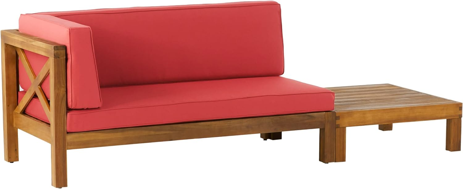 BRAVA X-BACK CORNER BENCH-L WITH COFFEE TABLE, RED