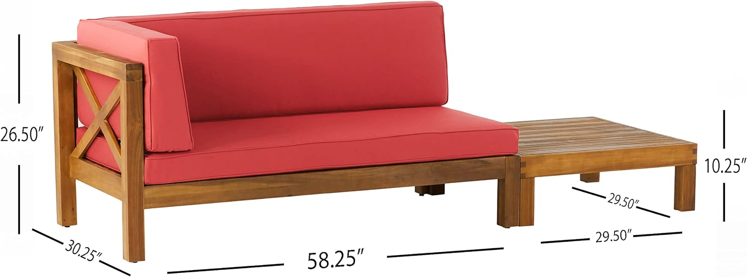 BRAVA X-BACK CORNER BENCH-L WITH COFFEE TABLE, RED