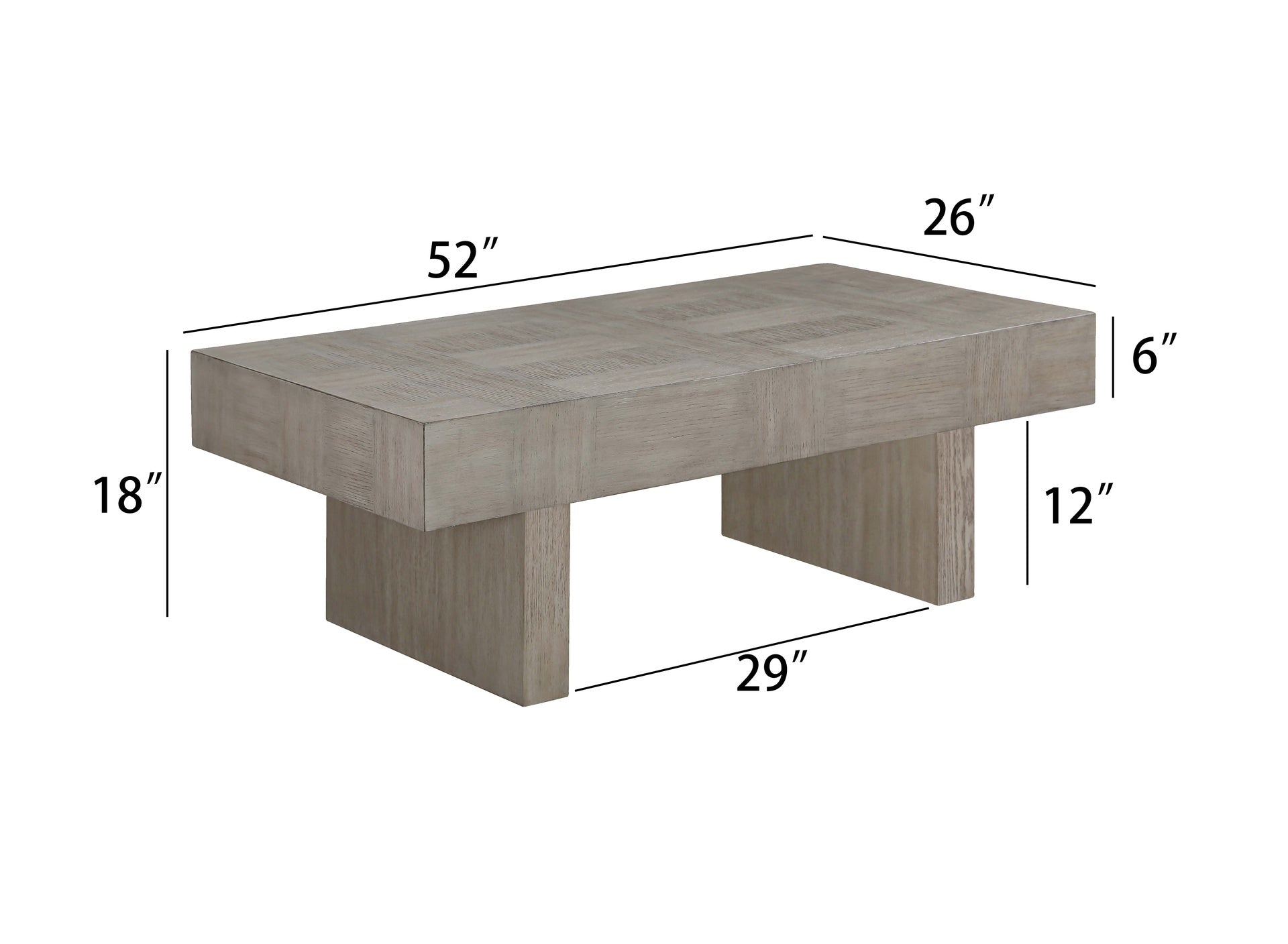 1pc Contemporary Style Brown Gray Coffee Table Rectangular Table Top Wooden Living Room Furniture