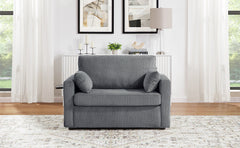 Twin Size Sofa Bed 47.2" Sleeper Sofa Loveseat Sofa with a Foldable Mattress, a Foldable Side Table, a Side Storage Pocket and Two USB Ports for Living Room, Gray