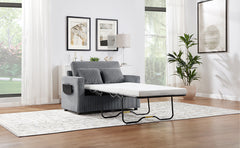 Twin Size Sofa Bed 47.2" Sleeper Sofa Loveseat Sofa with a Foldable Mattress, a Foldable Side Table, a Side Storage Pocket and Two USB Ports for Living Room, Gray