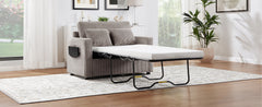 Twin Size Sofa Bed 47.2" Sleeper Sofa Loveseat Sofa with a Foldable Mattress, a Foldable Side Table, a Side Storage Pocket and Two USB Ports for Living Room, Grey-Brown