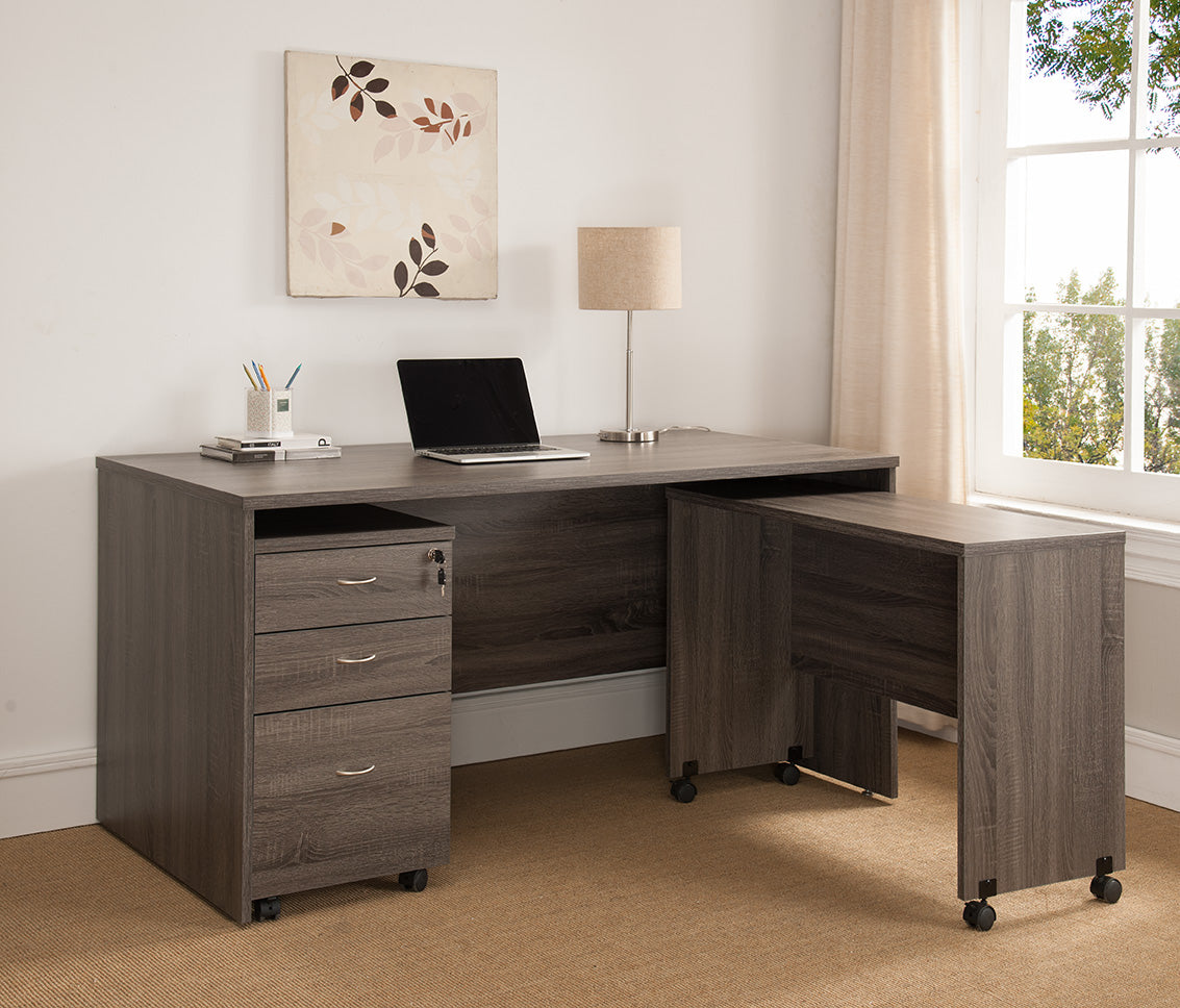 Wooden Mobile Computer Desk, Home Office Desk - Distressed Grey