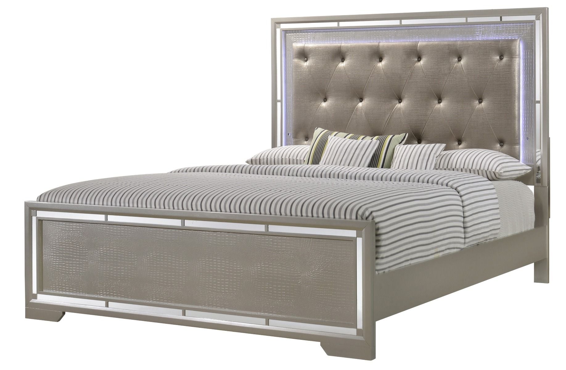 Alana G6800A-KB King Bed (  3 Boxes) , Silver Champagne
