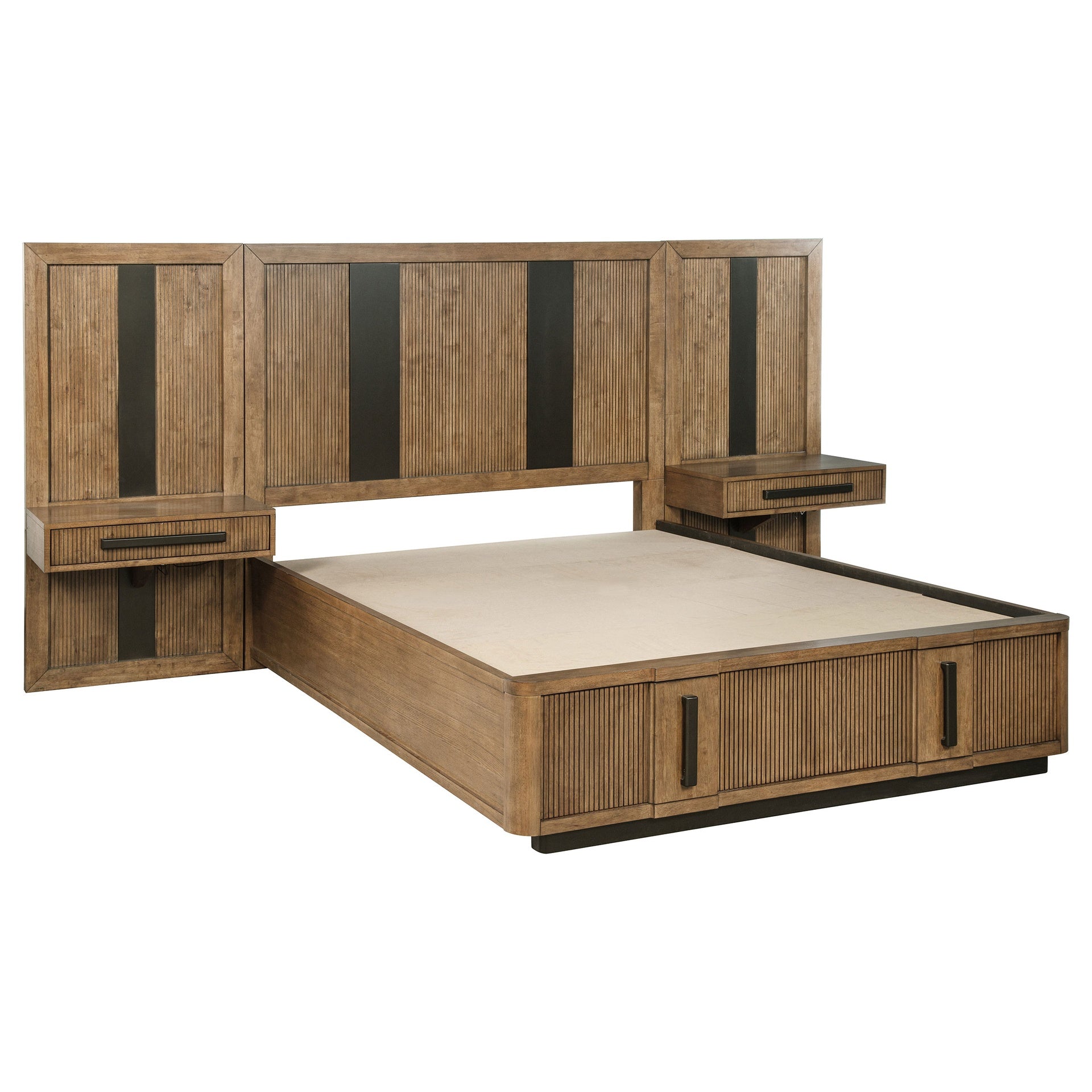 Moraga Ash Brown Queen Wall Panel Storage Bed