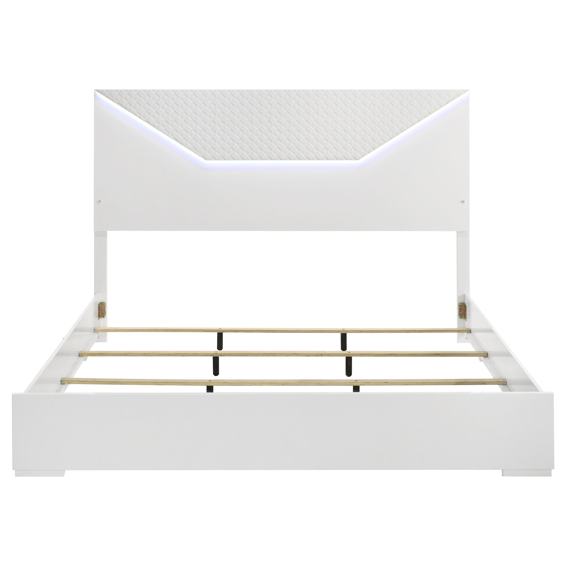 Pierce White High Gloss LED Headboard Eastern King Panel Bed