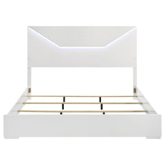Pierce White High Gloss LED Headboard Eastern King Panel Bed