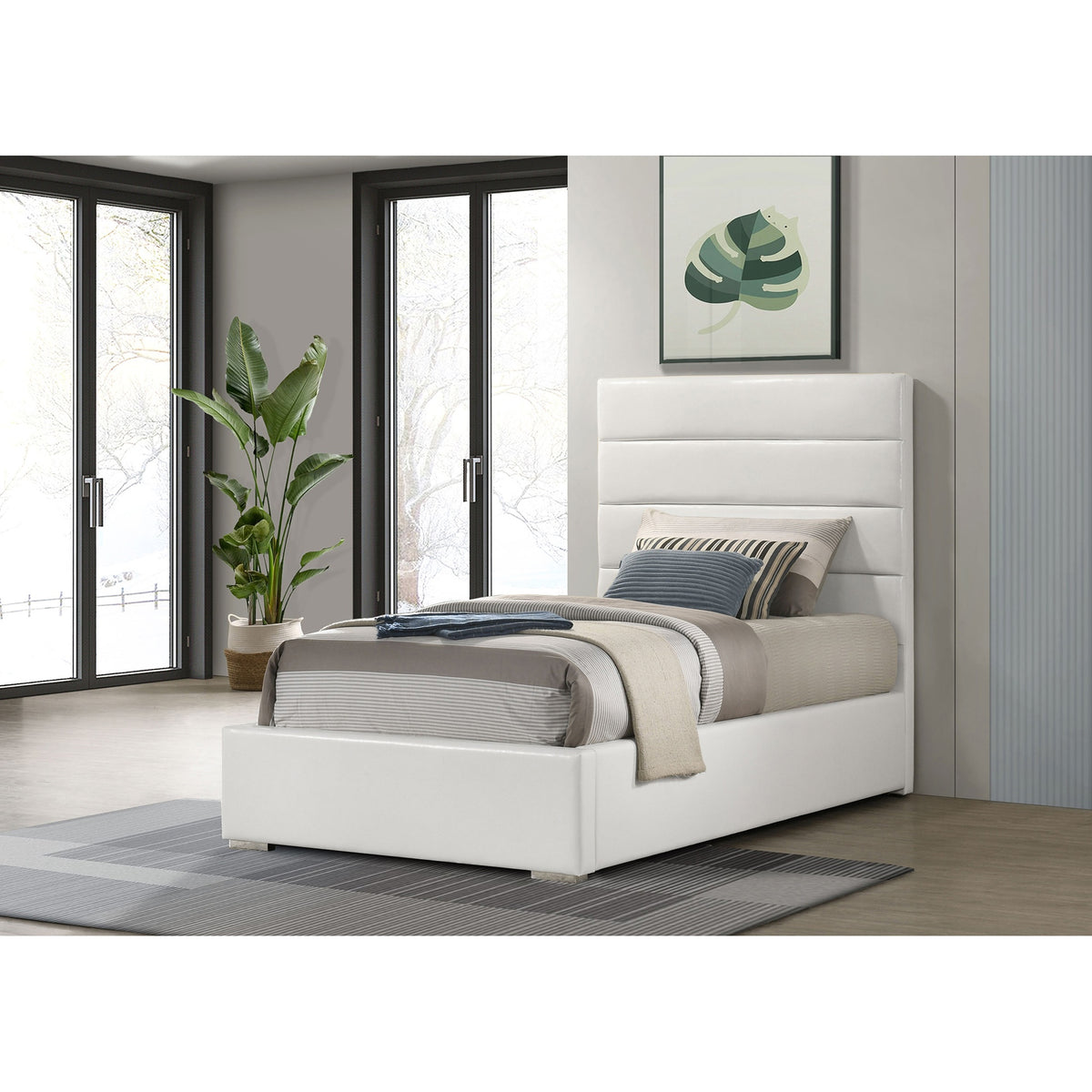 Dulcey White Upholstered Twin Platform Bed