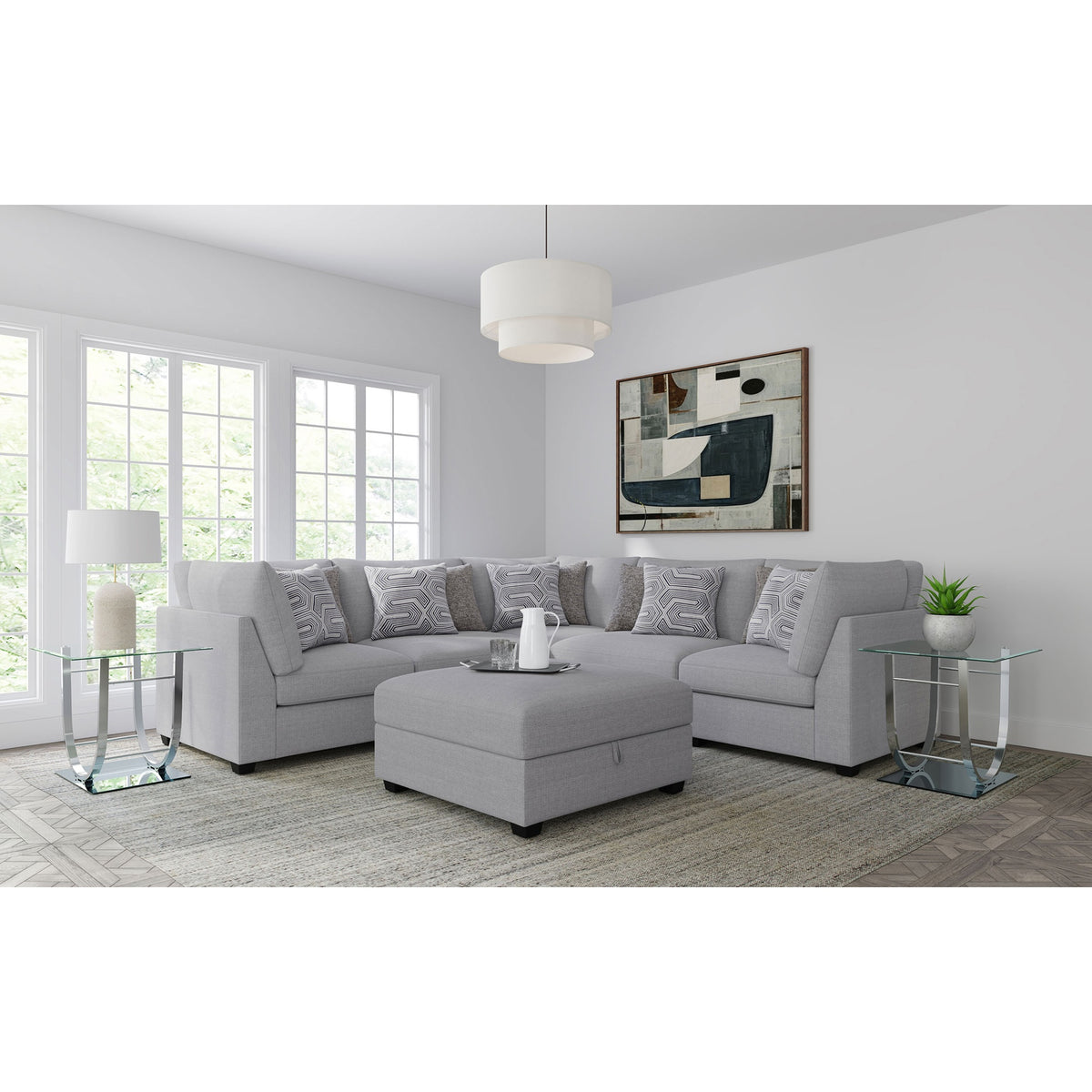 Lafayette Grey 6-piece Upholstered Sectional Sofa