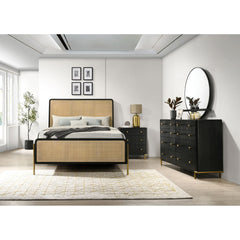 Anser Black and Natural 4-piece Eastern King Bedroom Set