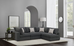 Rhette Charcoal 4-piece Upholstered Sectional with Reversible Cushions