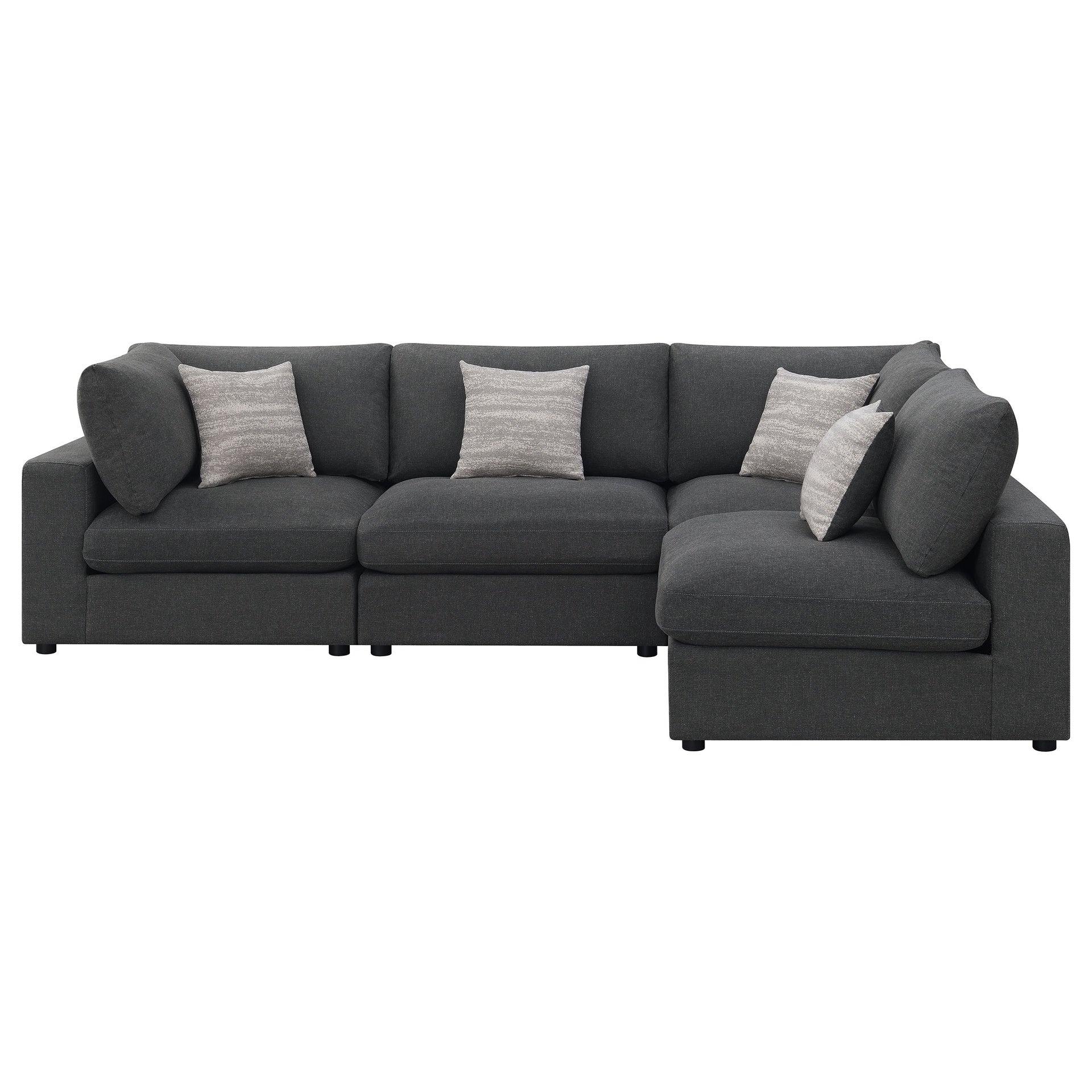 Rhette Charcoal 4-piece Upholstered Sectional with Reversible Cushions