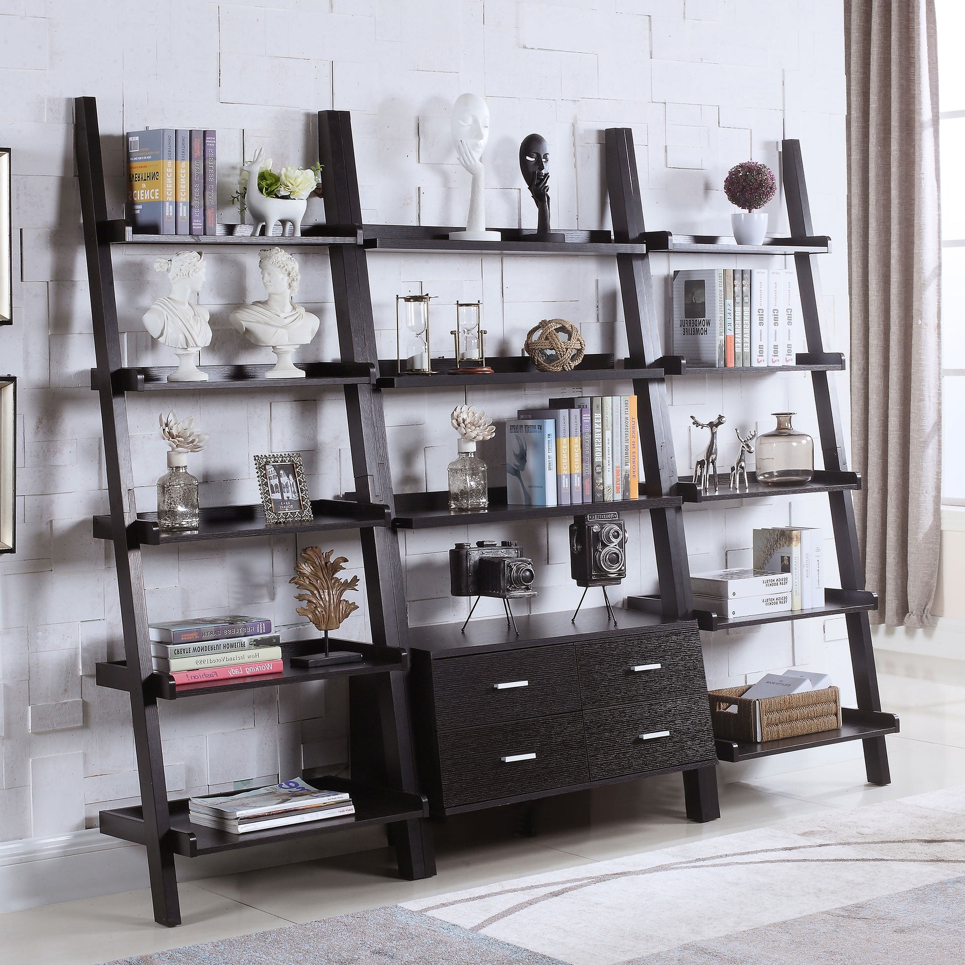Shasta Cappuccino 5-Shelf Storage Ladder Bookshelf