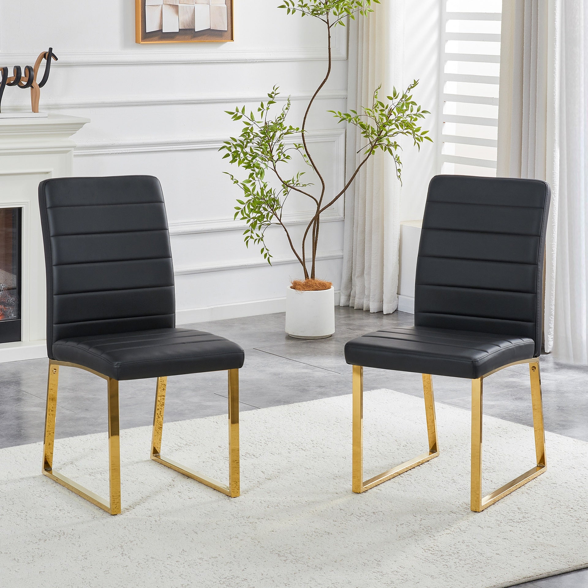 2-Pack - Heavy-duty chairs set: 2.1" thick cushion, iron frame, perfect for home or office. Classic colors, great value
