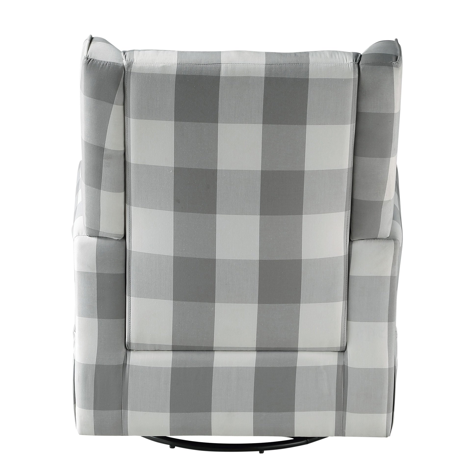 Grey and White Rolled Arm Swivel Chair with Glider