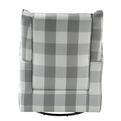 Grey and White Rolled Arm Swivel Chair with Glider