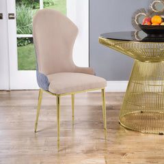 Tan and Gold Sloped Arms Dining Chairs (Set of 2)