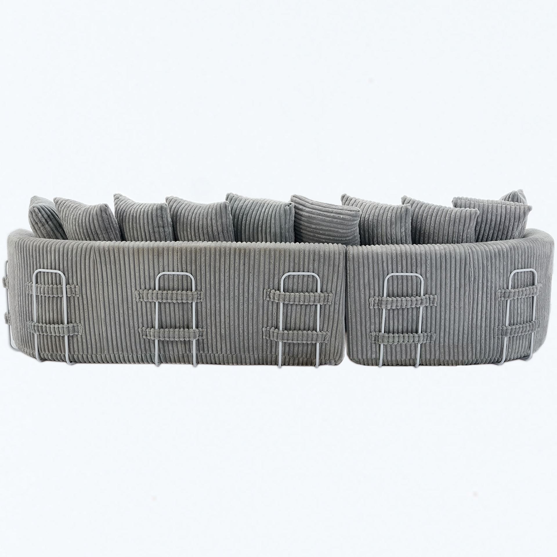 127''  Large Sectional Sofa ,Elegant Curved Design ,High-Resilience Foam ,Ten Back Cushions,L-Shape Left Sofa,No Assembly  Required , (Gray-Soft Corduroy Fabric)