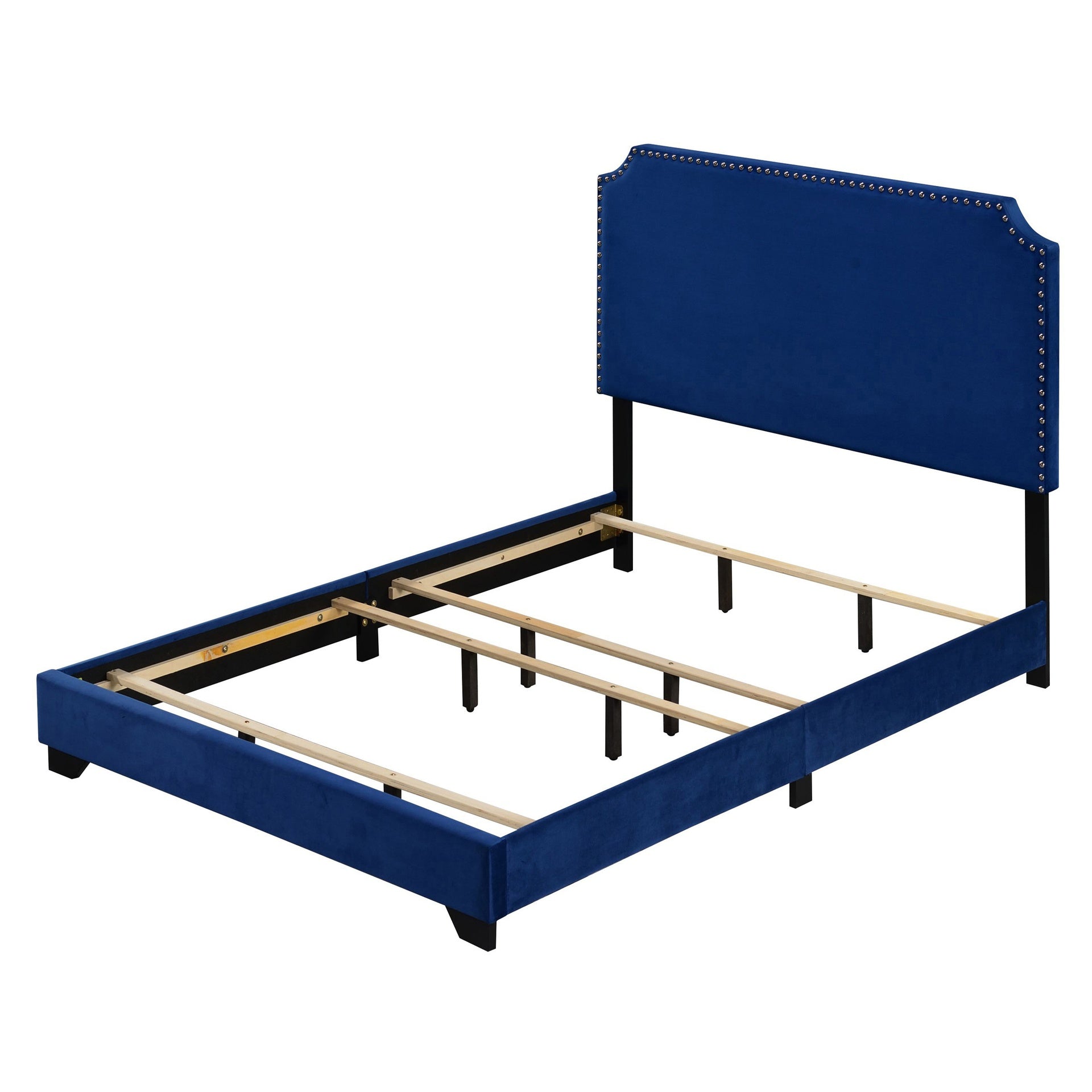 Blue Queen Panel Bed with Scooped Headboard