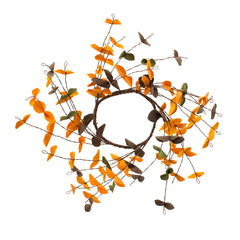 Set of 12, 8" Fall Leaves Wreath, Botanicals Decor for Harvest Festival Fall Festival & Thanksgiving Table Decorations
