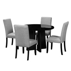 5-Piece Round Dining Table set, 43-Inch Modern Dining Table and 4 Upholstered Chairs for Dining Room, Kitchen Room, Living Room, Easy Assembly