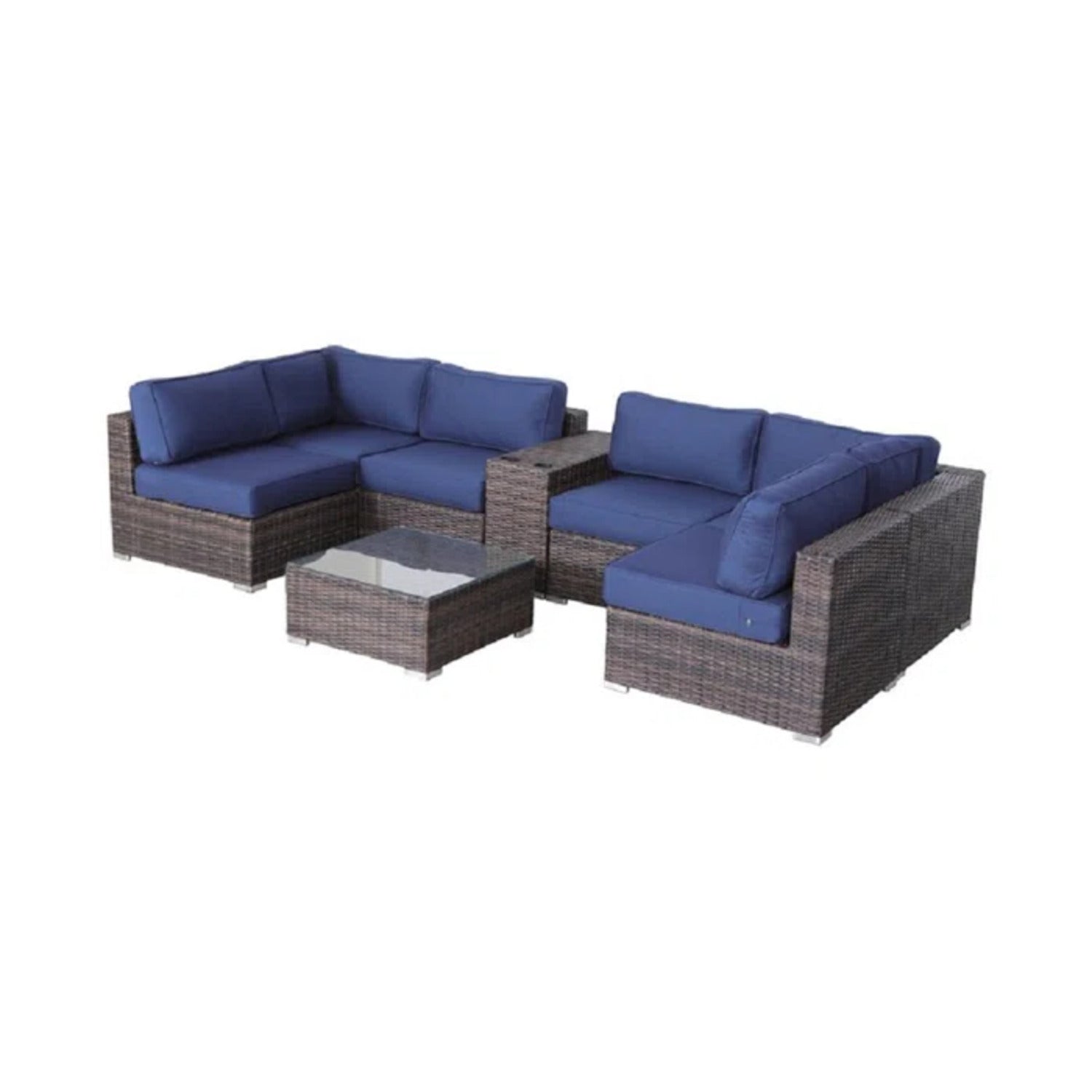 Fully Assembled 4-Person Wicker Patio Seating Set with  Cushions.