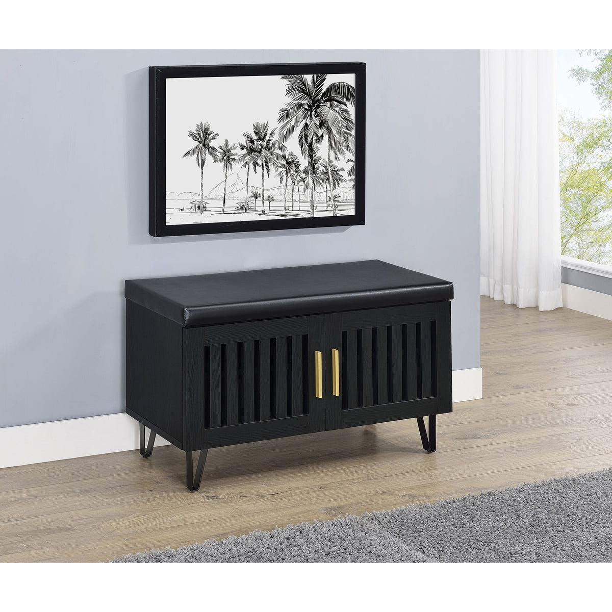 Clackamas Black 2-door Storage Bench