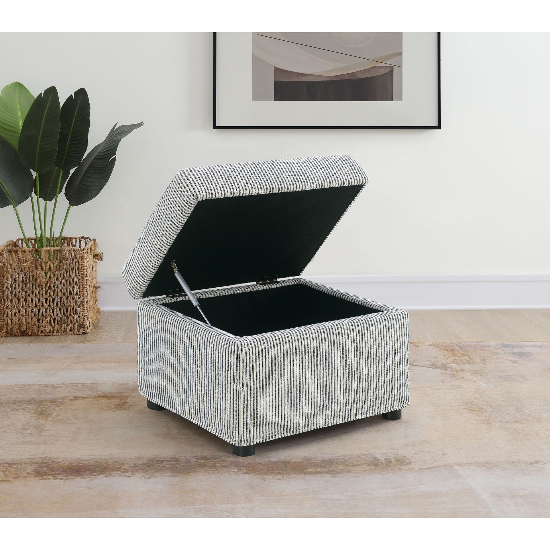 Merced Grey Upholstered Lift Top Storage Ottoman