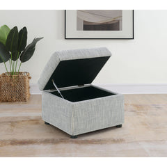 Merced Grey Upholstered Lift Top Storage Ottoman