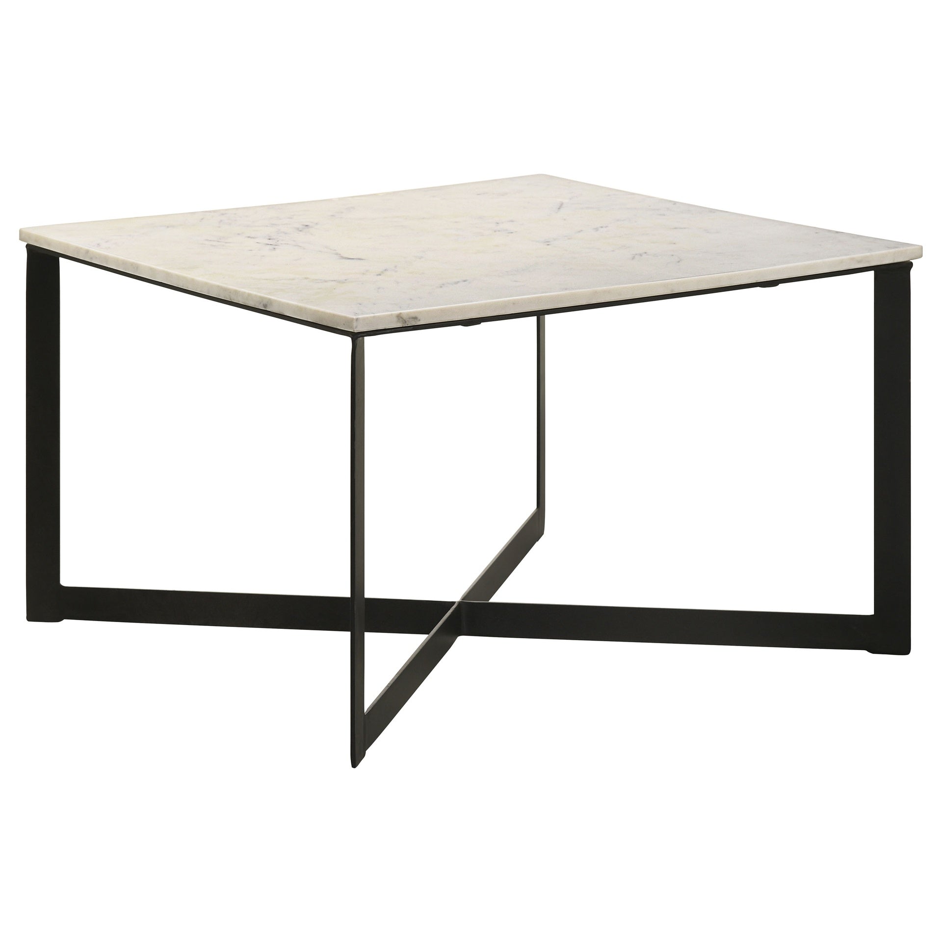 Volz White and Black Square Marble Top Coffee Table