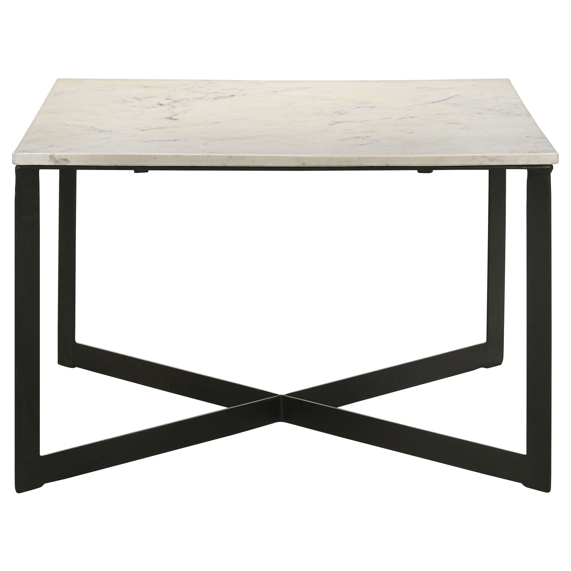 Volz White and Black Square Marble Top Coffee Table