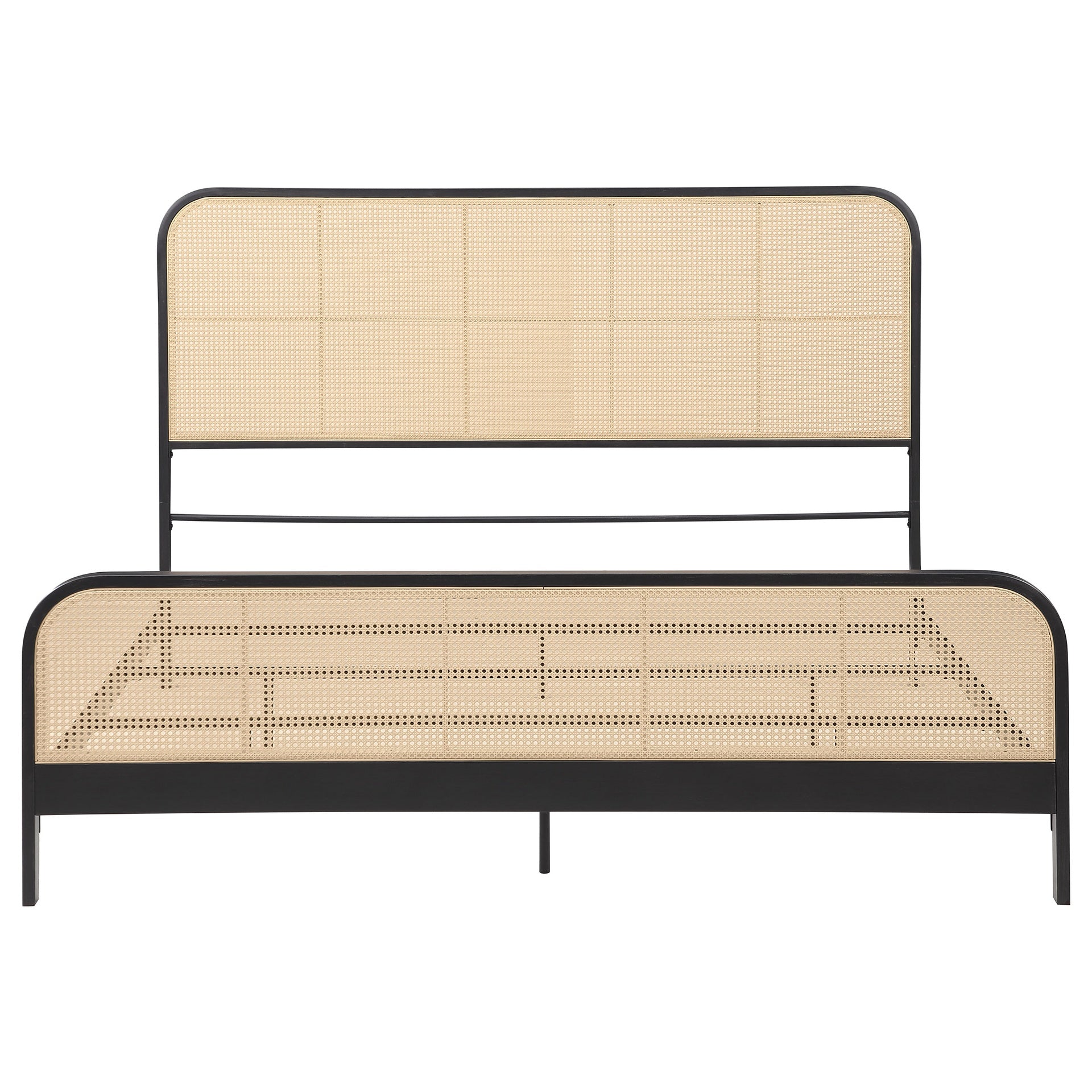 Randall Black Open Cane Webbing Metal Eastern King Bed