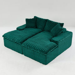 Green Turtle Velvet Double Chaise Lounge, Multifunctional Lazy Sofa with Full Compressed Sponge, Capable of Side - by - Side or Face - to - Face Arrangement