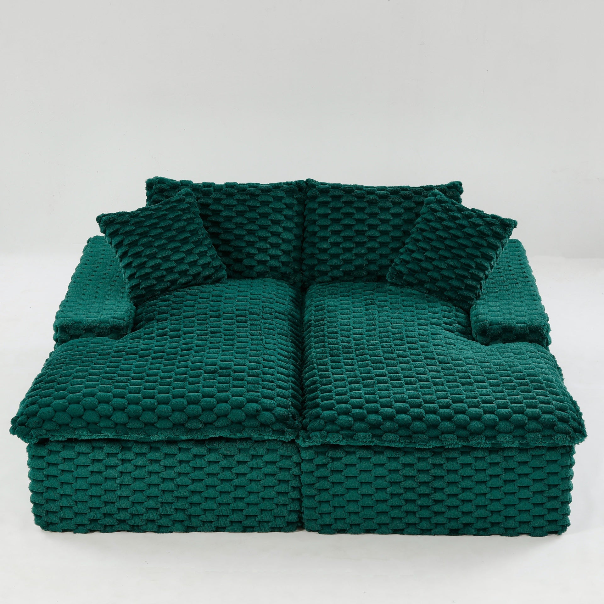 Green Turtle Velvet Double Chaise Lounge, Multifunctional Lazy Sofa with Full Compressed Sponge, Capable of Side - by - Side or Face - to - Face Arrangement