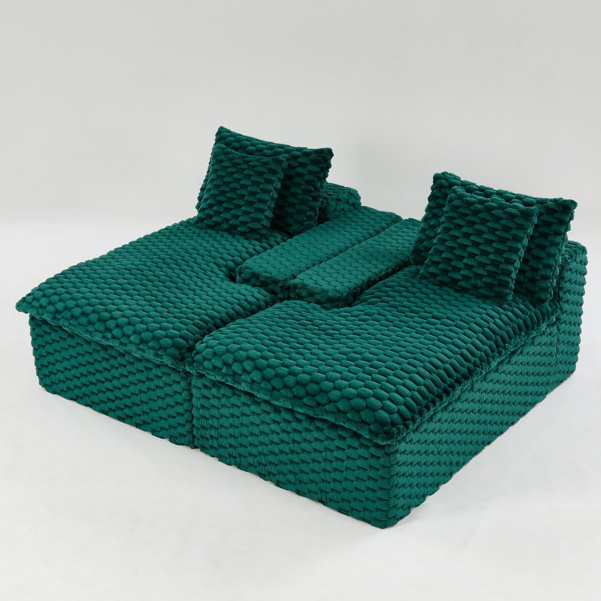 Green Turtle Velvet Double Chaise Lounge, Multifunctional Lazy Sofa with Full Compressed Sponge, Capable of Side - by - Side or Face - to - Face Arrangement