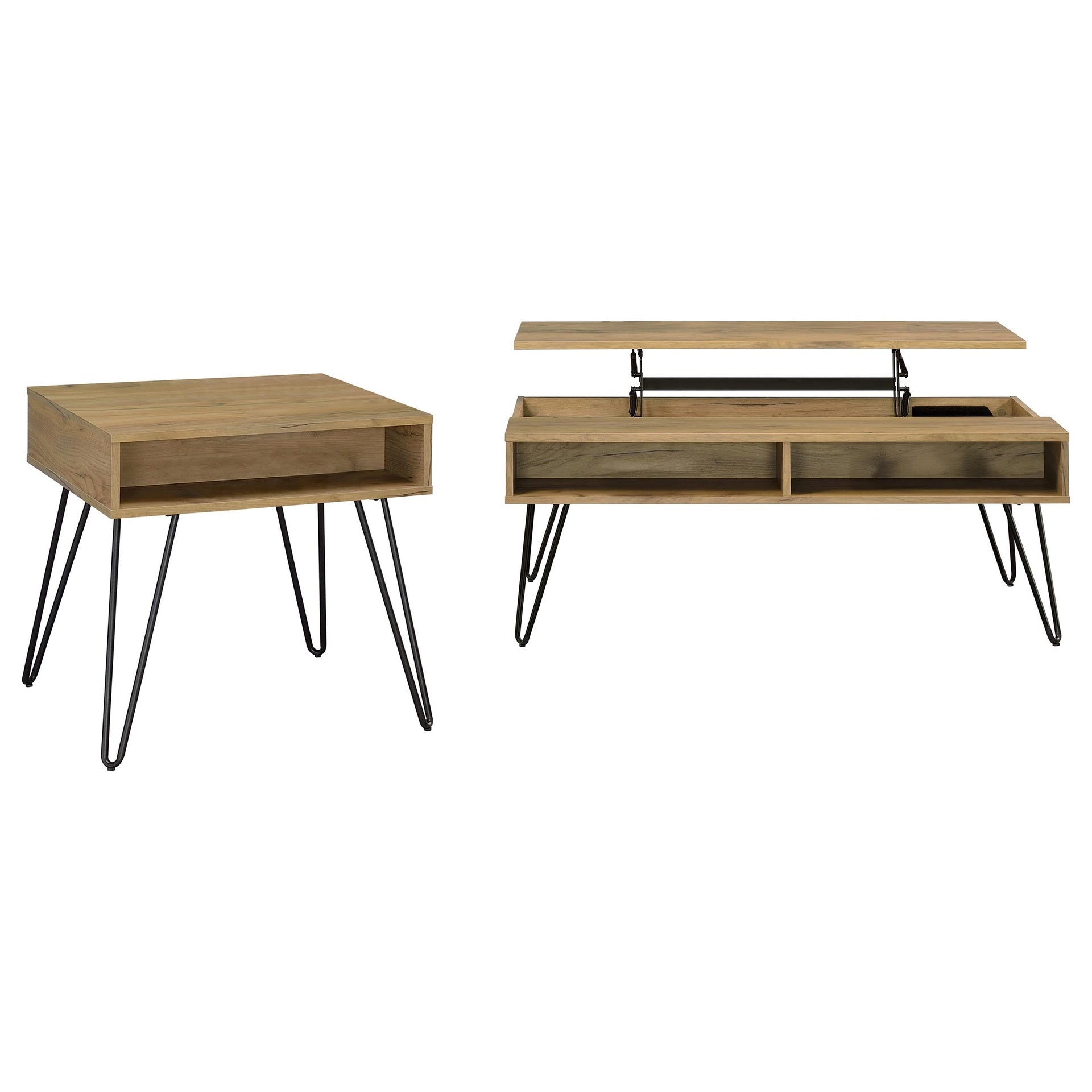 Golden Oak 2-piece Lift Top Coffee and End Table Set