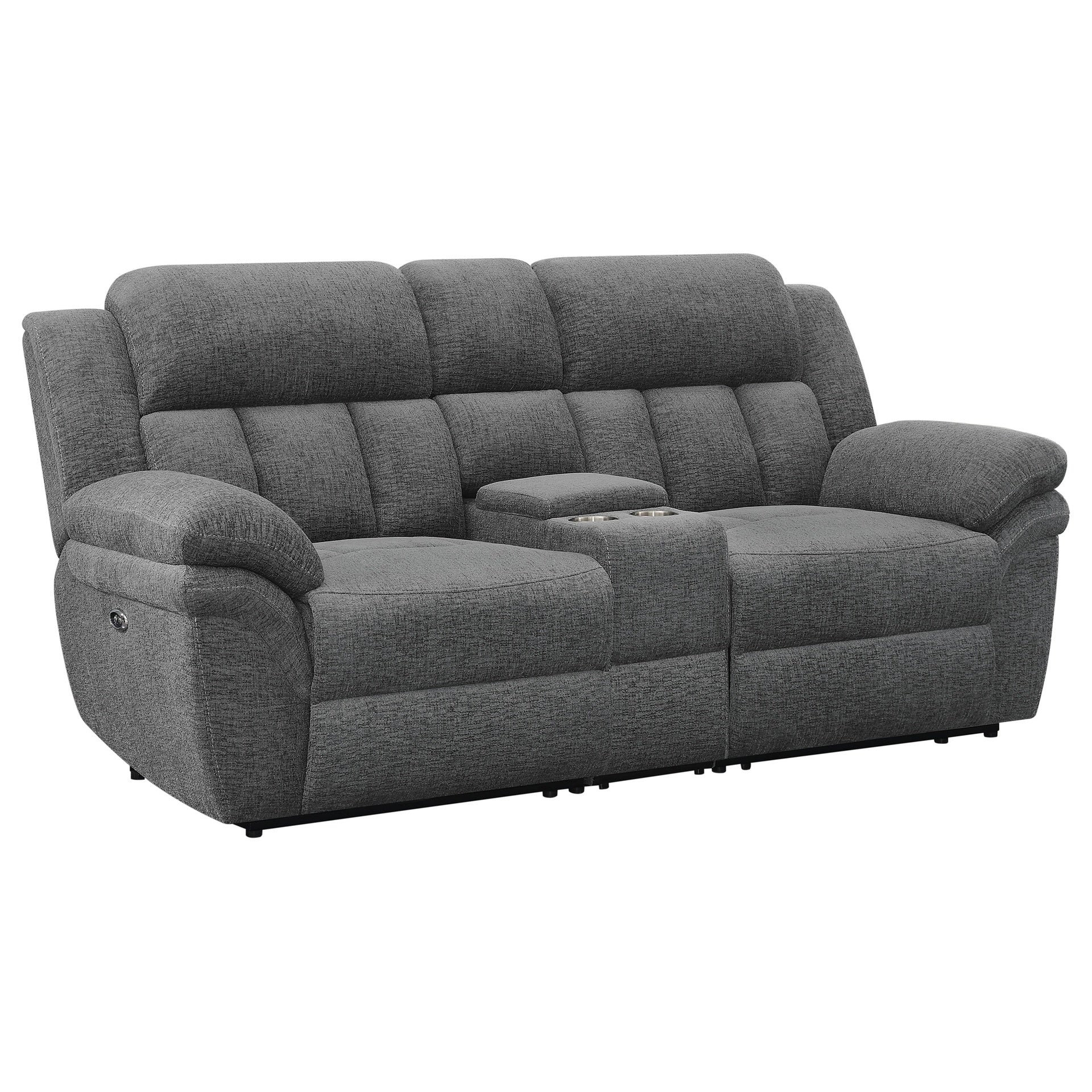 Divine Charcoal Upholstered Power Loveseat
