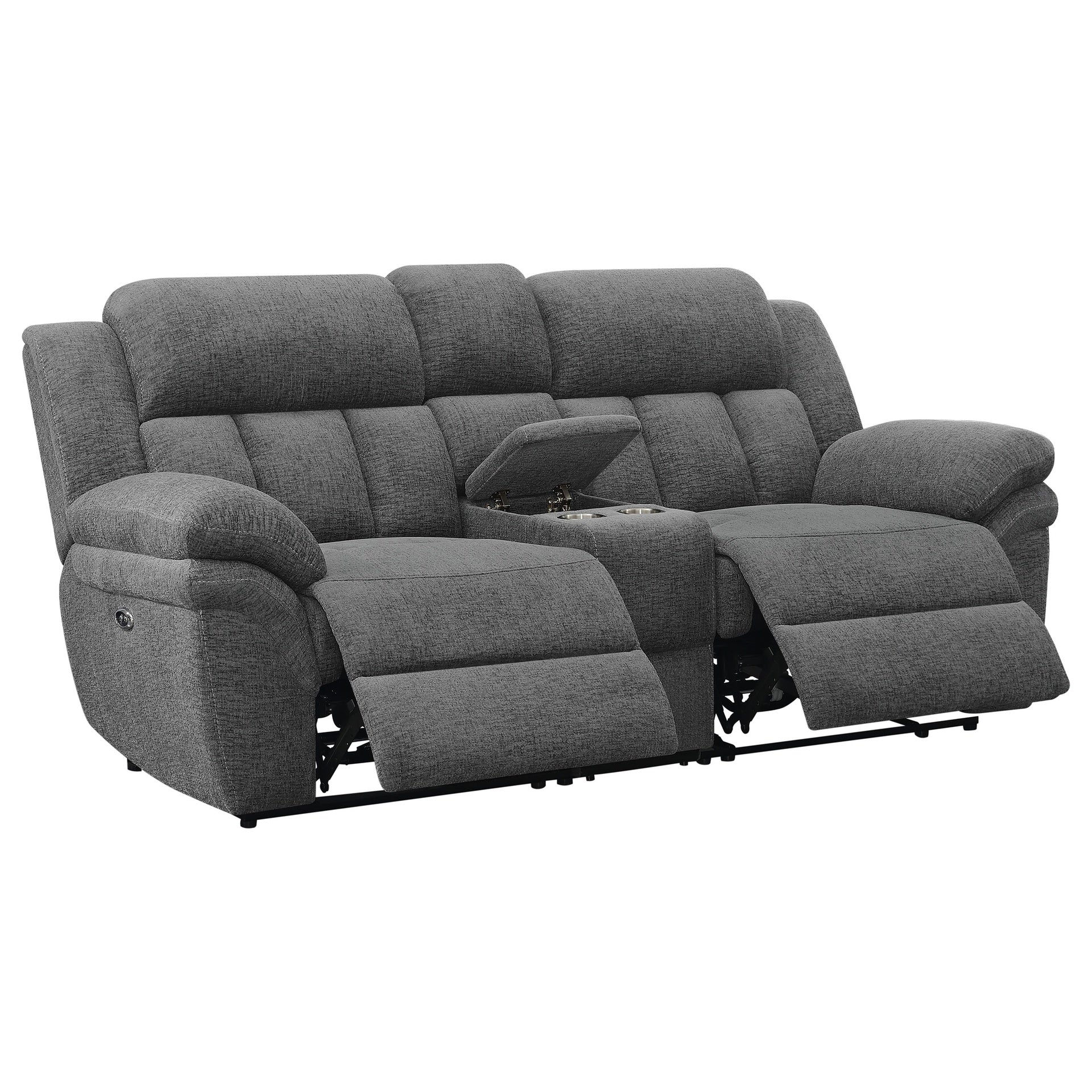 Divine Charcoal Upholstered Power Loveseat