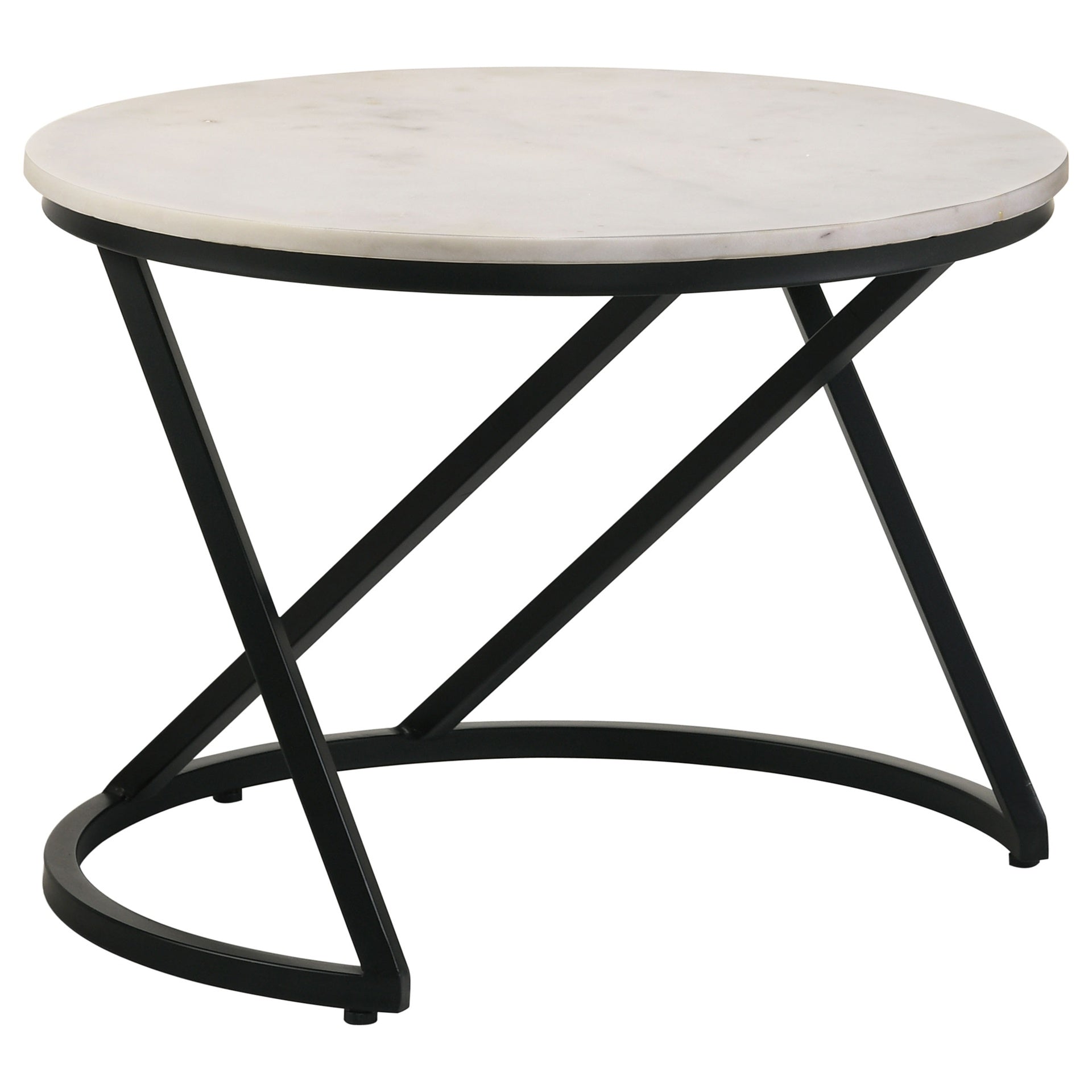 Wilmington White and Black Round Marble Top Coffee Table