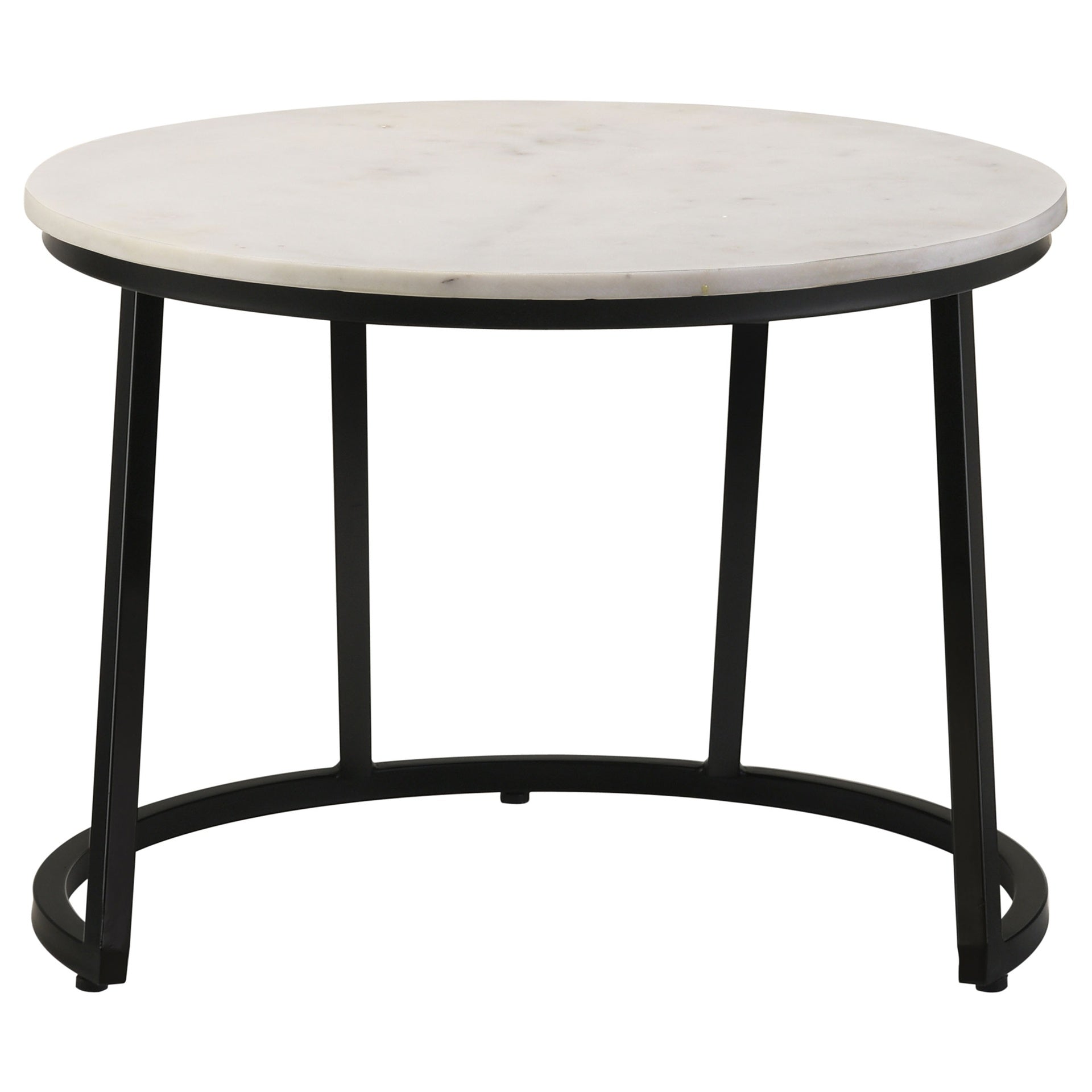 Wilmington White and Black Round Marble Top Coffee Table