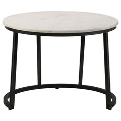 Wilmington White and Black Round Marble Top Coffee Table
