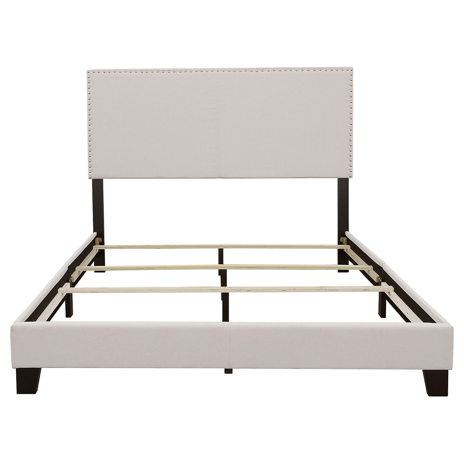 Guyancourt Ivory Upholstered Eastern King Panel Bed