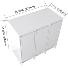 36" Freestanding Bathroom Storage Cabinet, Soft Close Doors, Glossy White, Plywood, KD-Packing, 12" x3 Combination (Suitable For Bathroom, Kitchen, Study Room, Bedroom, Etc)
