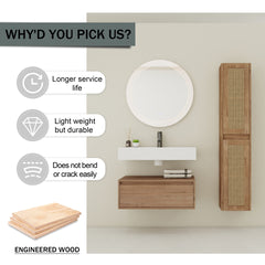 30 inch Wall-Mounted Bathroom  Vanity with Resin Sink and Side Cabinet,Soft Close Drawer (KD-Packing), 09430IMO-30M-SC00512IMO*2 Combination Cabinet