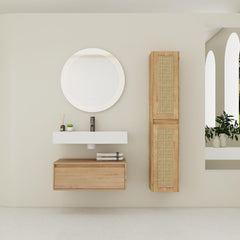 30 inch Wall-Mounted Bathroom  Vanity with Resin Sink and Side Cabinet,Soft Close Drawer (KD-Packing), 09430IMO-30M-SC00512IMO*2 Combination Cabinet
