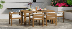 TREXM 7-Piece Patio Dining Table Set for 6,Outdoor Furniture Sets with 72.8"Rectangle Table,Patio Table and Chairs Set with Removable Cushions for Backyard,Garden,Poolside(Light Teak+Beige Cushion)