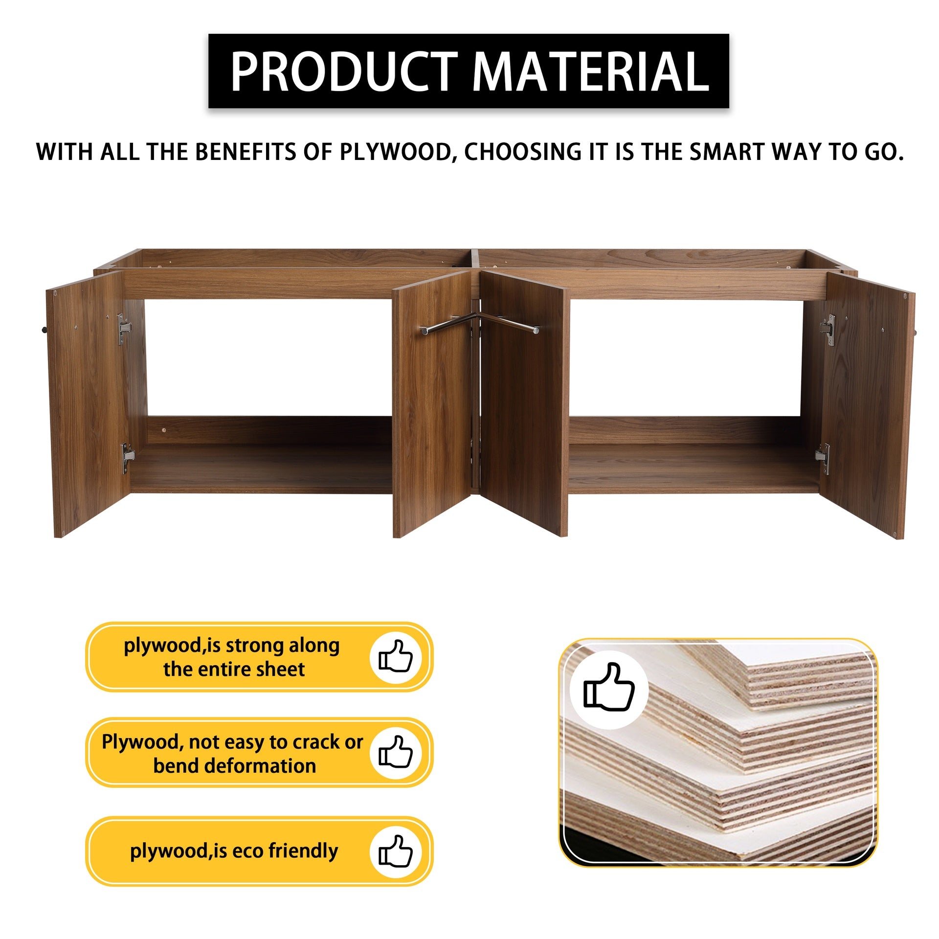 60 Inch Wall-mounted Bathroom Vanity (Only the Cabinet Body, No Top Sink)-BVB09160BRE