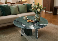 Green natural marble coffee table, small table, living room table, natural stone, Ø27.6 h12.6 Inch/Ø70 h32 cm, genuine marble, real marble