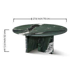 Green natural marble coffee table, small table, living room table, natural stone, Ø27.6 h12.6 Inch/Ø70 h32 cm, genuine marble, real marble